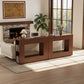 Walnut Console Table with Side Storage Shelves - iKaslandi