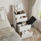 Solid Wood LED Vanity Desk with Chair, Space Saving Makeup Table - iKaslandi