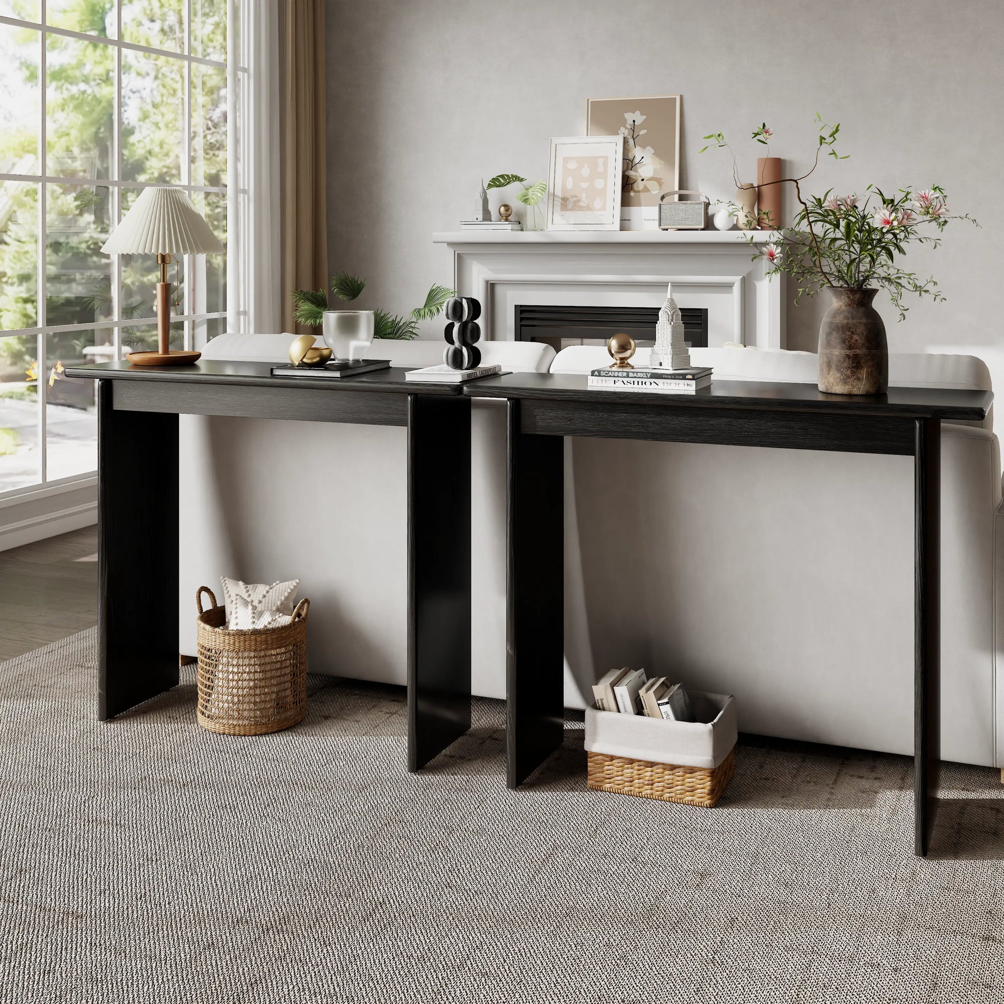 Solid Rubberwood Console Table | Mid-Century Modern Entryway Table