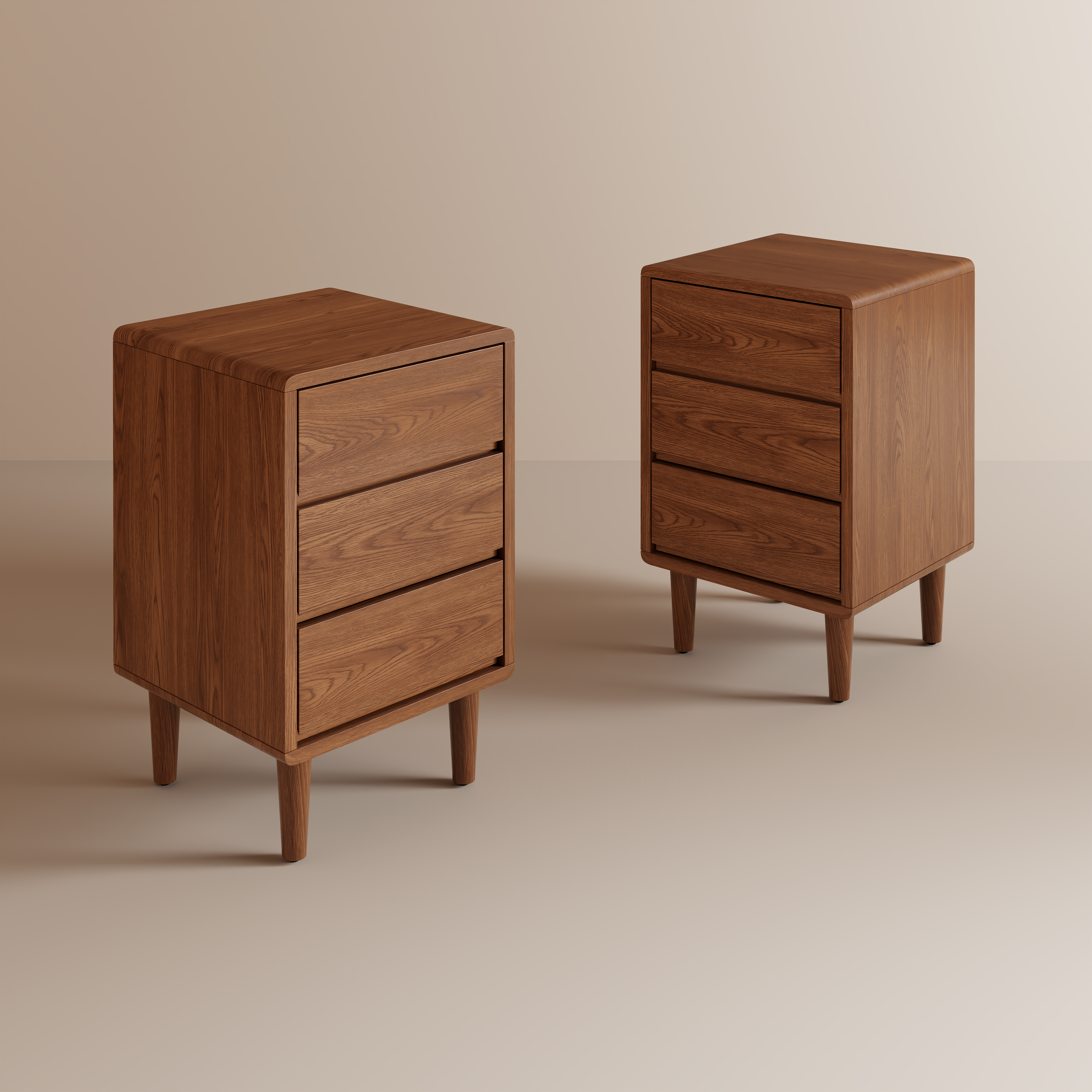 2 & 3 Drawer Solid Wood Nightstand – Mid-Century Modern Bedside Table