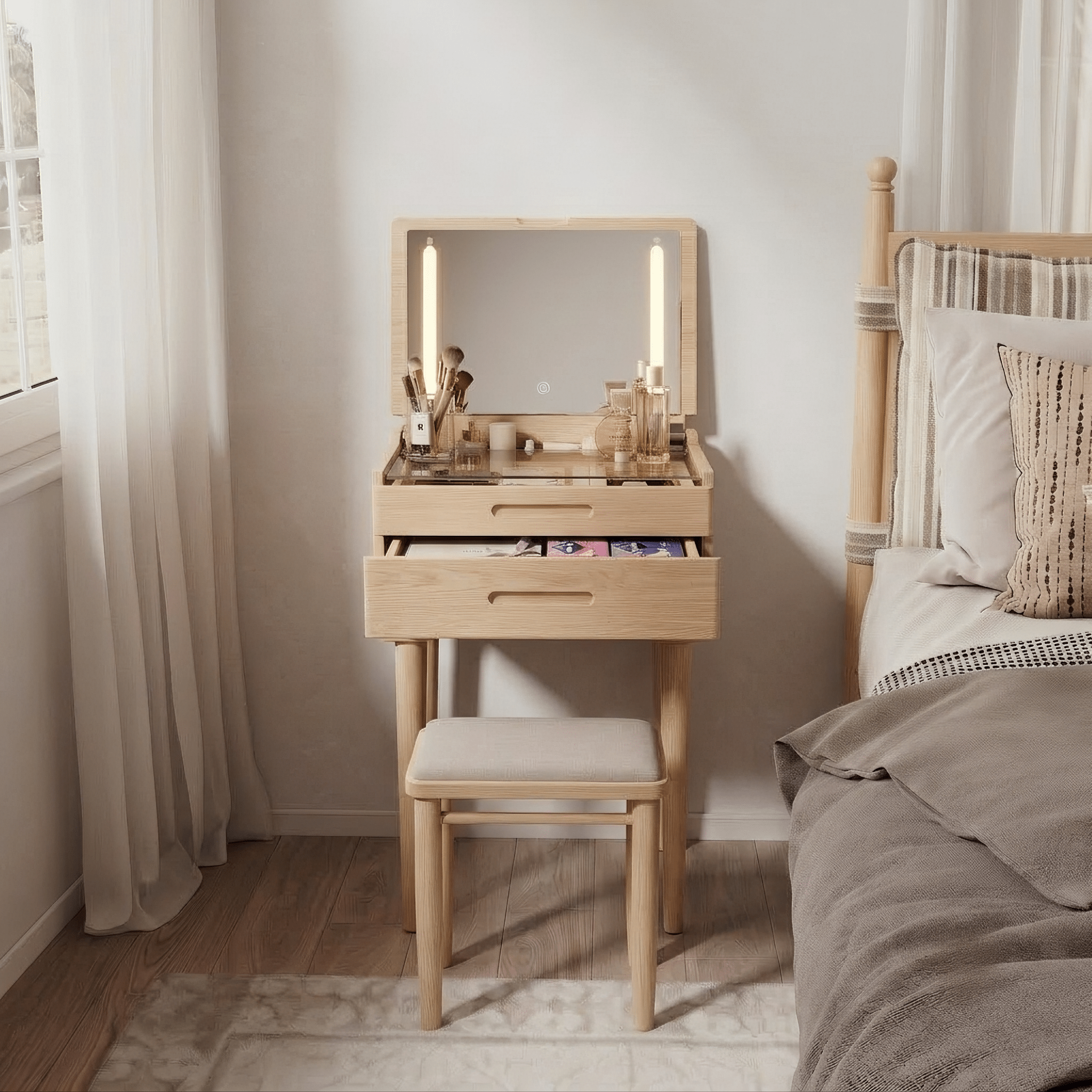 Vanity Desk with Mirror & Lights - iKaslandi