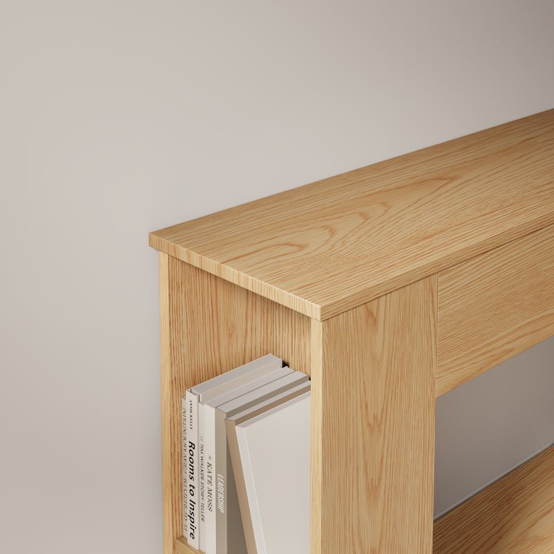 Walnut Console Table with Side Storage Shelves - iKaslandi