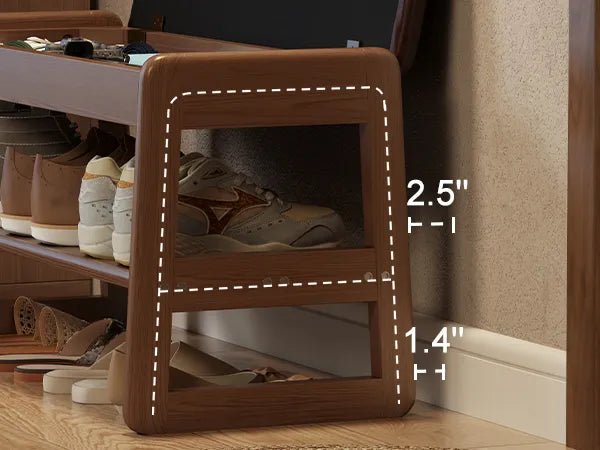 Solid Wood Storage Entryway Bench with Shoe Rack & Padded Seat - Kaslandi Furniture