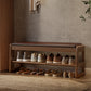Solid Wood Storage Entryway Bench with Shoe Rack & Padded Seat - Kaslandi Furniture