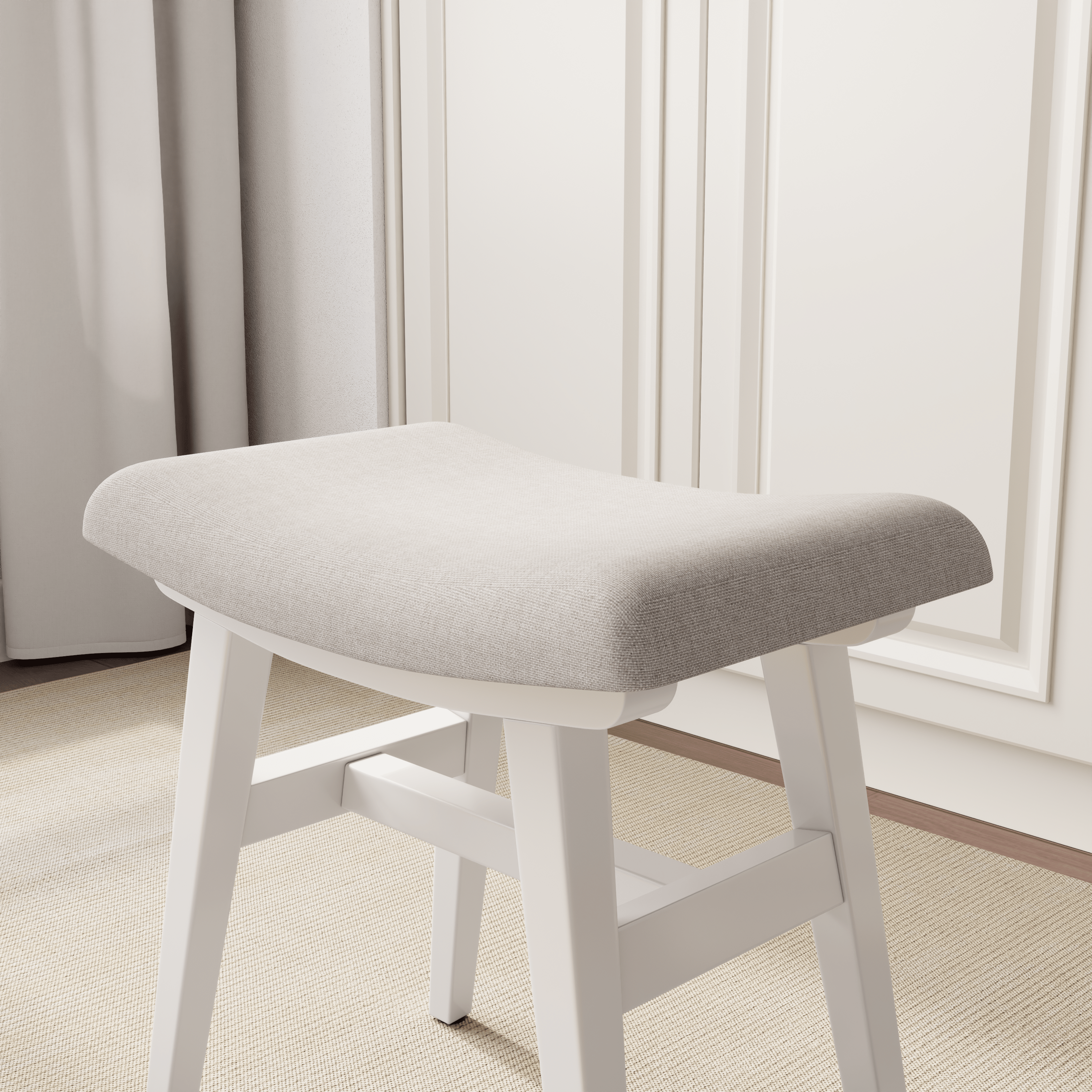 Vanity Stool, Saddle Cushion - Kaslandi Furniture
