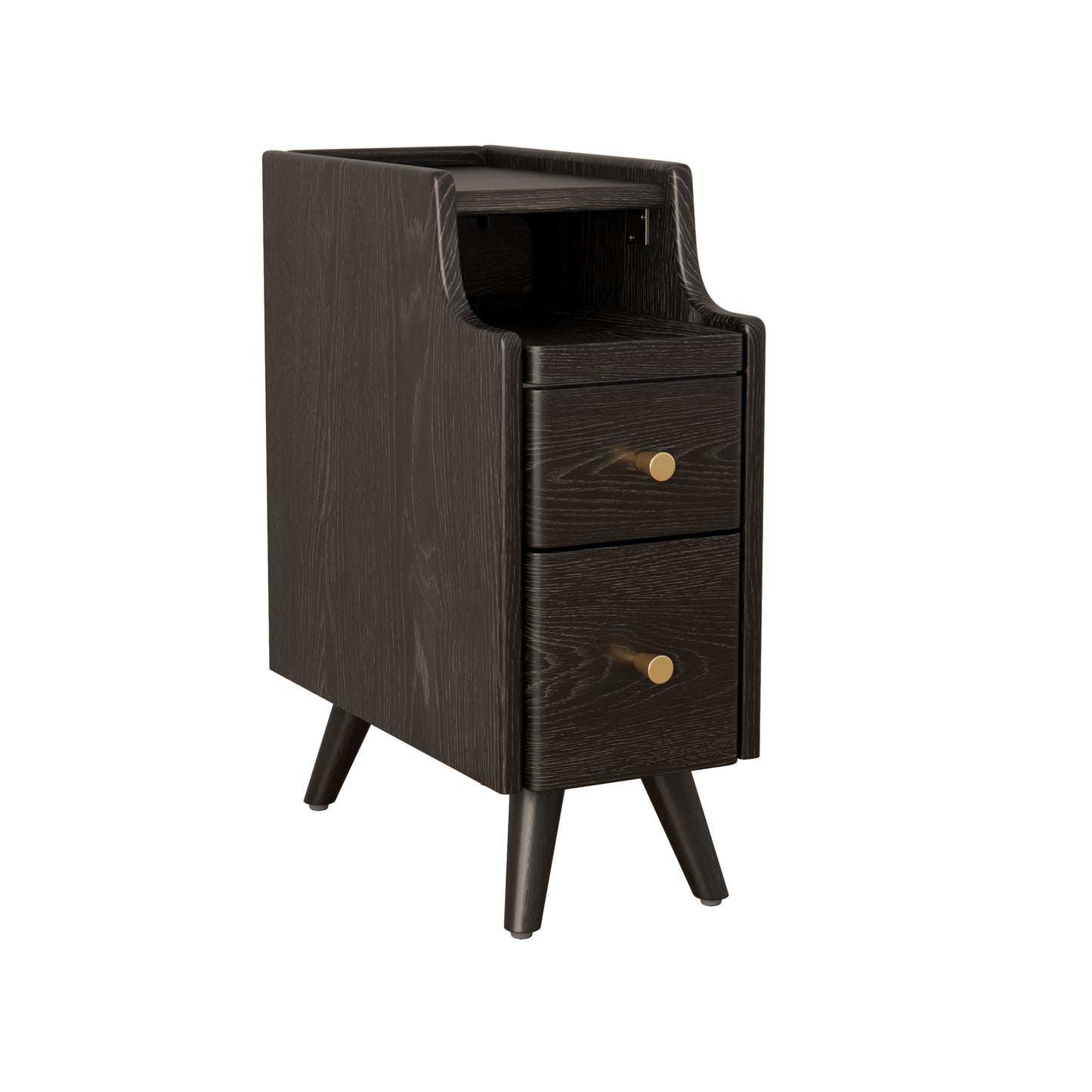 Small Nightstand,Solid Wood Nightstand with Drawers, Walnut Bedside Table for Bedroom