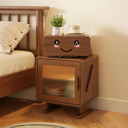 Robot Solid Wood Nightstand, Led Nightstand with 360°Rotating Drawer, Creative Nightstand with Drawers, Easily Assembly,Bedside Table for Bedroom,Living Room