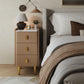 Leather Nightstand with Marble Top | 3 - Drawer Bedside Table with Gold Metal Legs - Kaslandi Furniture