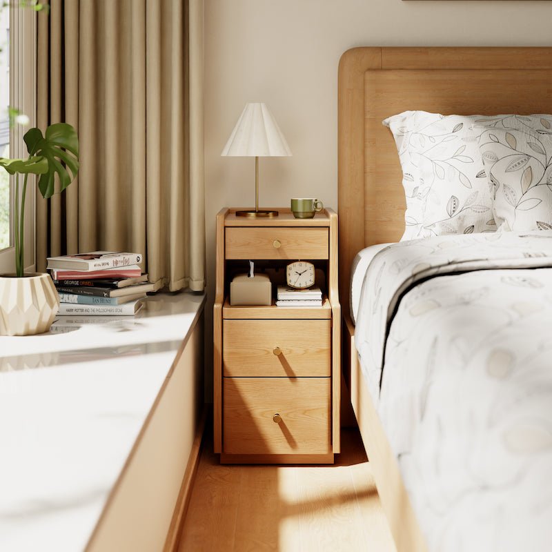 Solid Wood 3-Drawer Nightstand with Shelf — No Assembly Required - iKaslandi