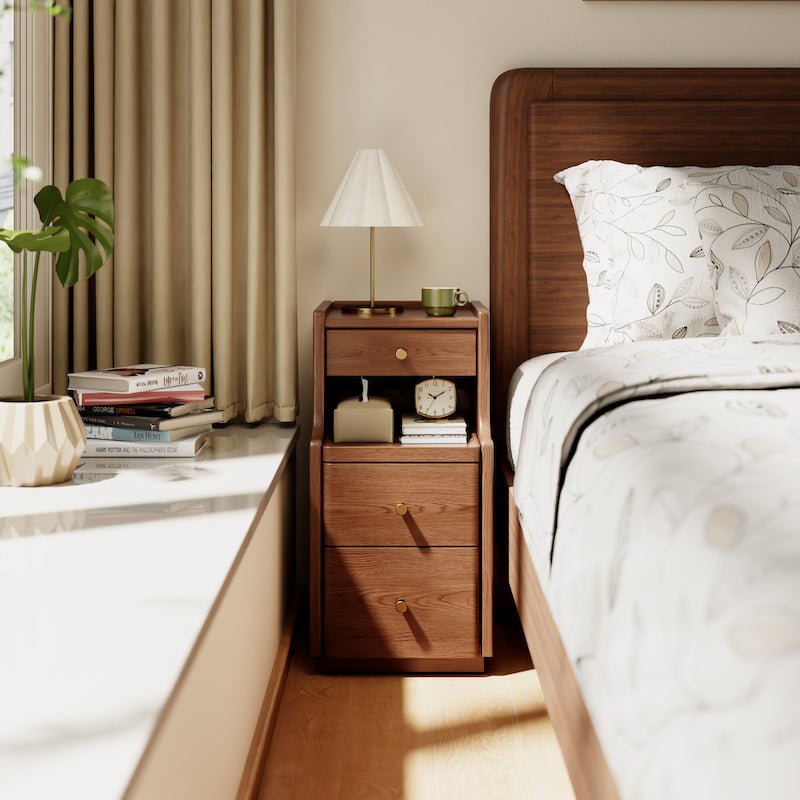 Solid Wood 3-Drawer Nightstand with Shelf — No Assembly Required - iKaslandi