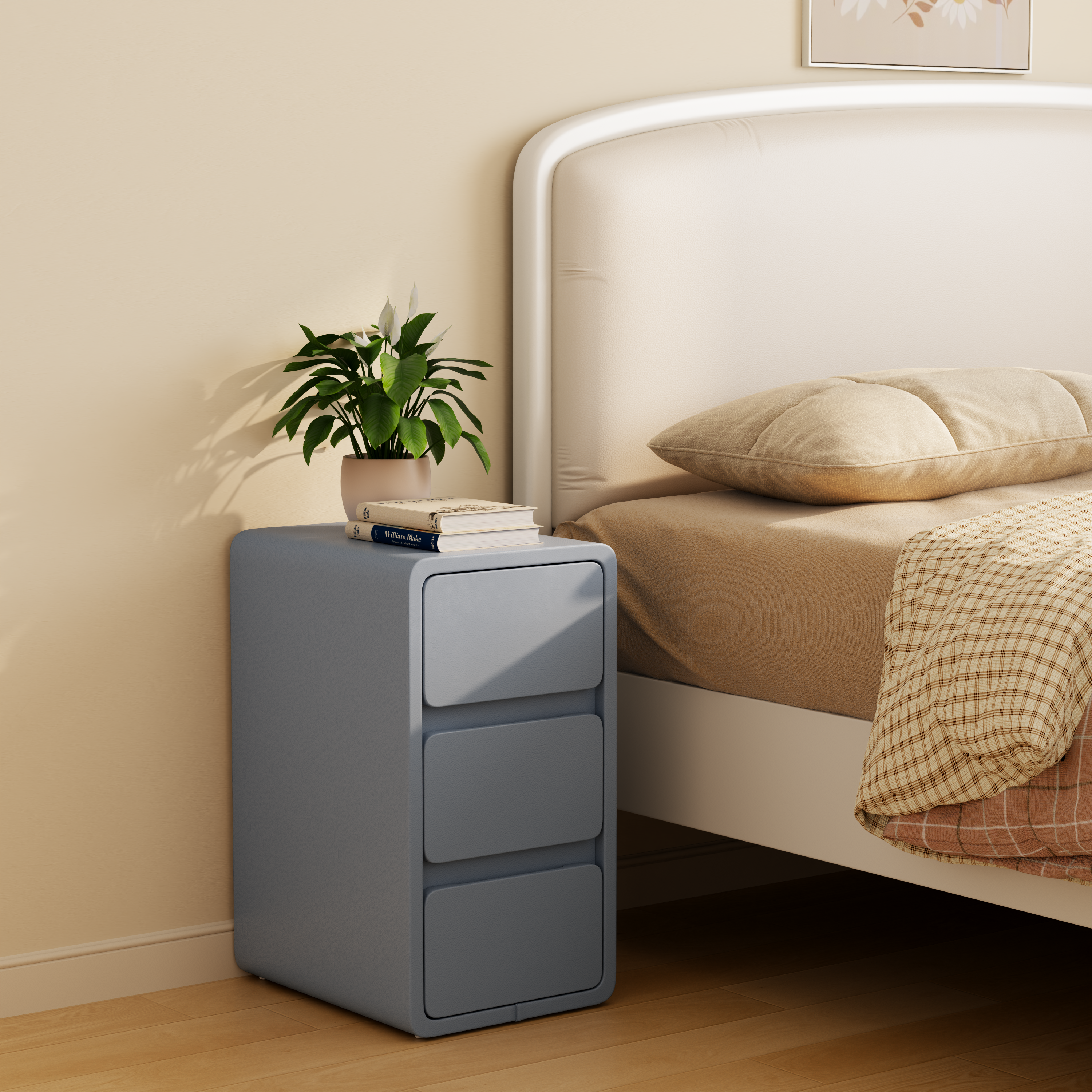 3 Tier Narrow White Nightstand