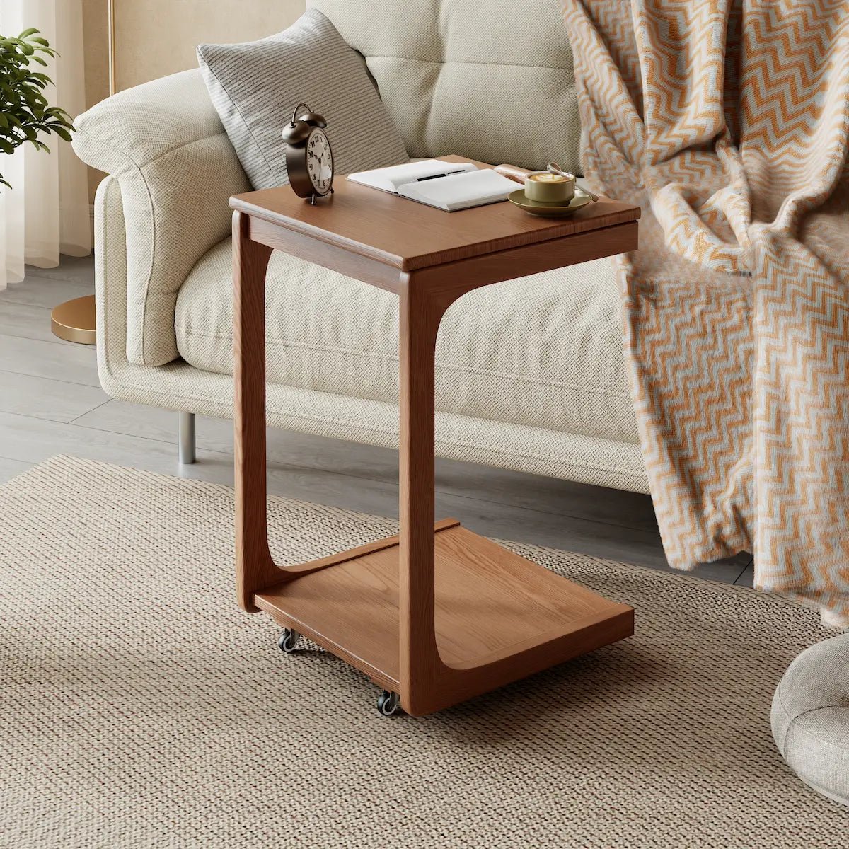 2-Tier C-Shaped Side Table – Perfect for Sofa, Bed, or Laptop - iKaslandi