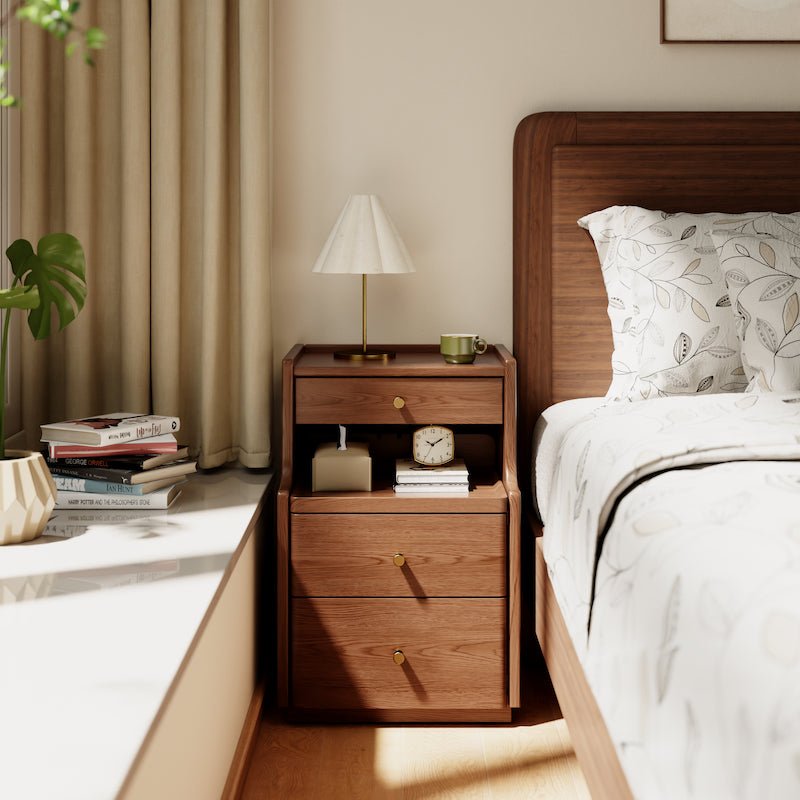 Solid Wood 3-Drawer Nightstand with Shelf — No Assembly Required - iKaslandi