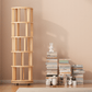 Rotating Solid Wood Bookshelf with Brake Wheels – Adjustable 1-6 Tier Swivel Bookcase for Home & Study