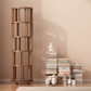 Rotating Solid Wood Bookshelf with Brake Wheels – Adjustable 1-6 Tier Swivel Bookcase for Home & Study