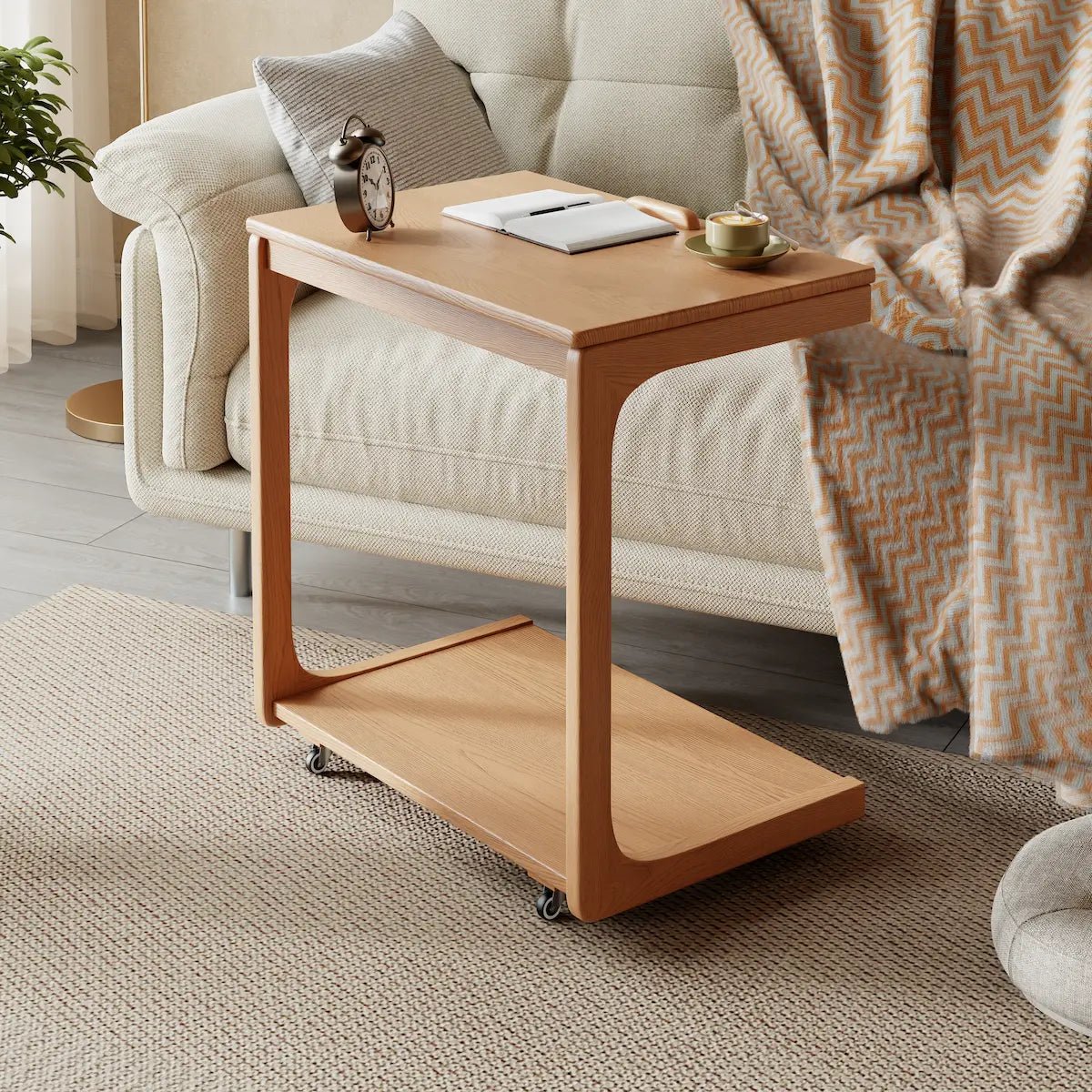 2-Tier C-Shaped Side Table – Perfect for Sofa, Bed, or Laptop - iKaslandi