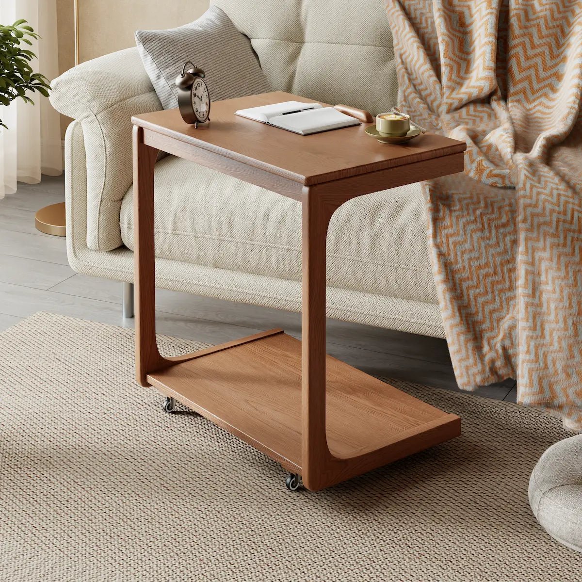 2-Tier C-Shaped Side Table – Perfect for Sofa, Bed, or Laptop - iKaslandi