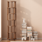Rotating Solid Wood Bookshelf with Brake Wheels – Adjustable 1-6 Tier Swivel Bookcase for Home & Study
