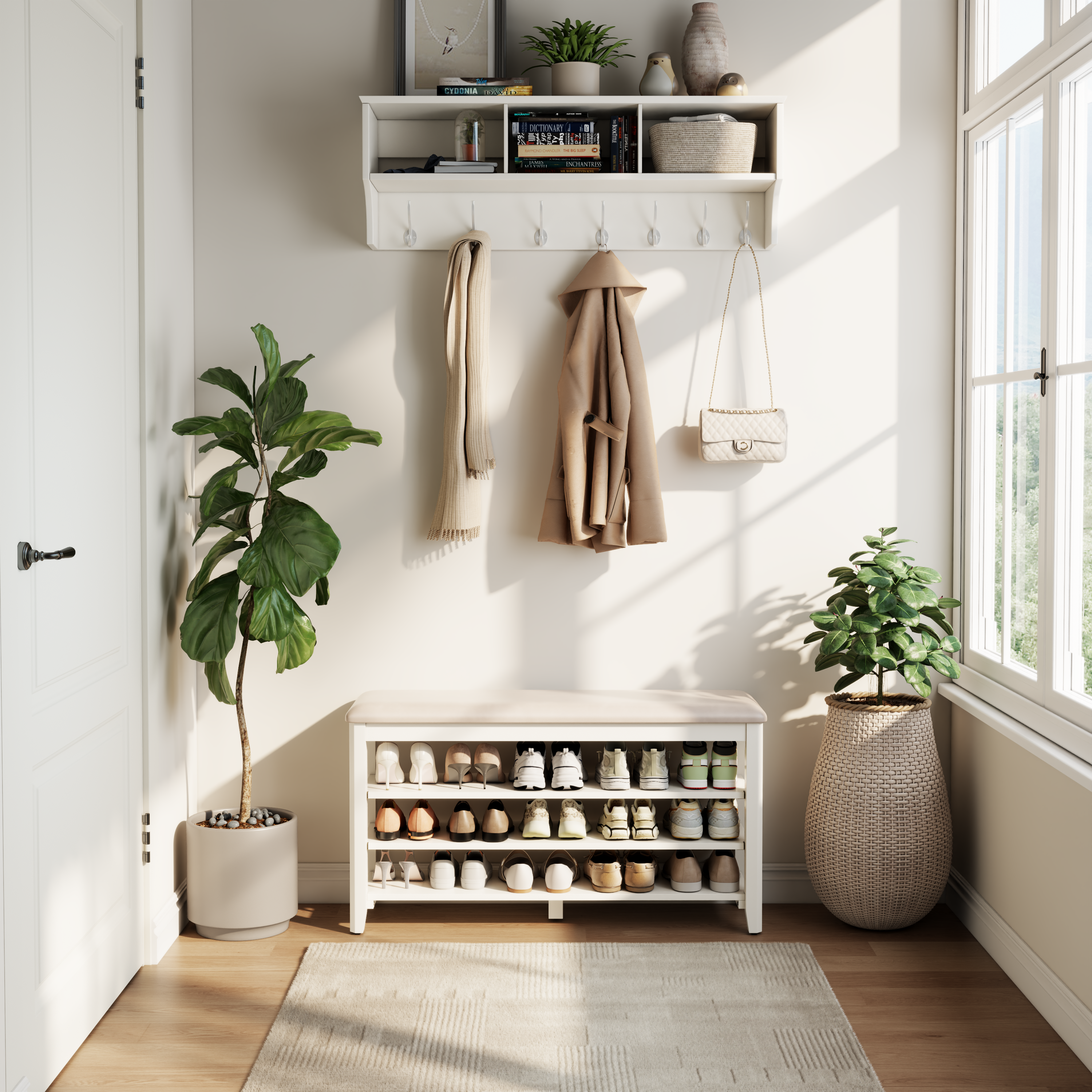 3-Tier Leather Shoe Bench