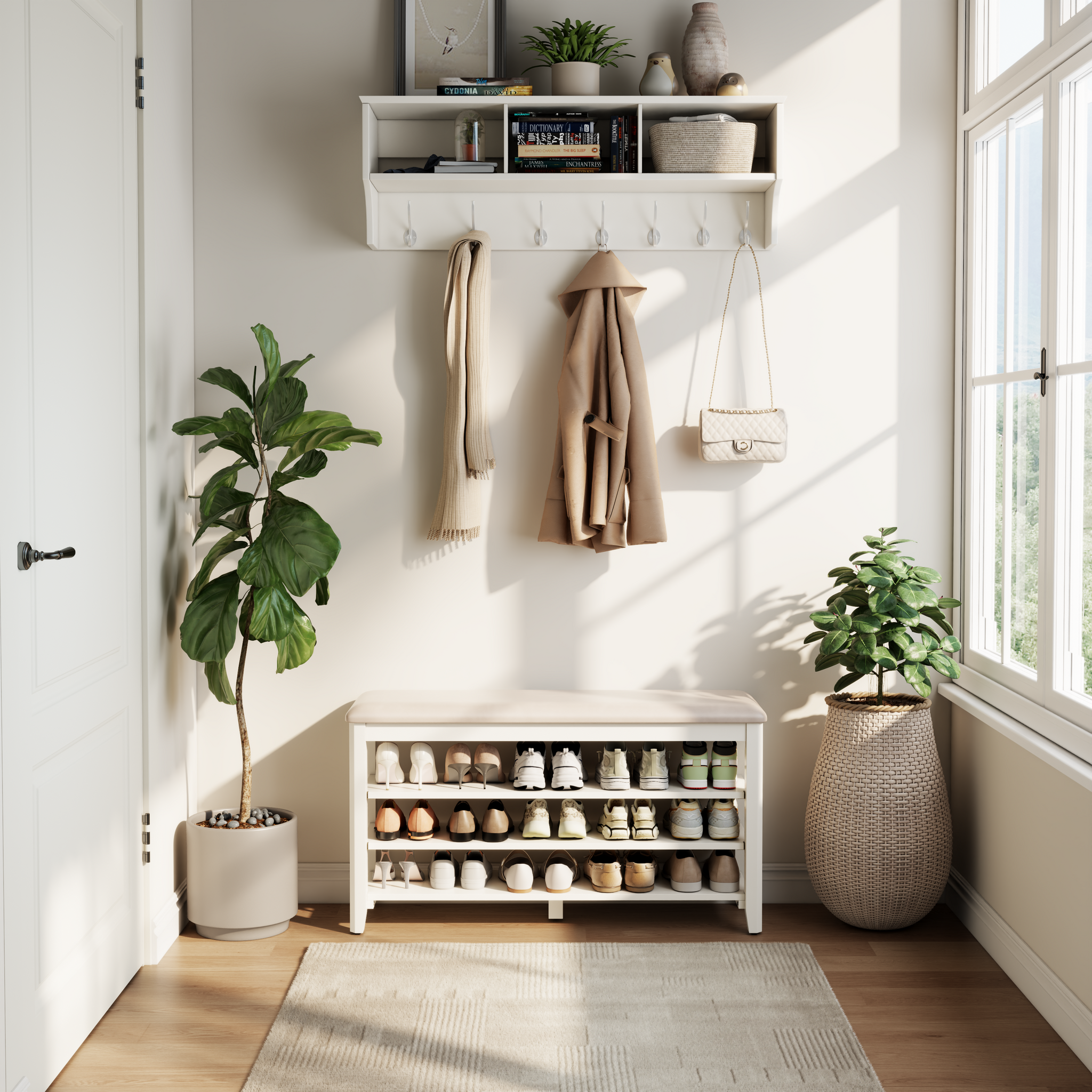 3-Tier Leather Shoe Bench