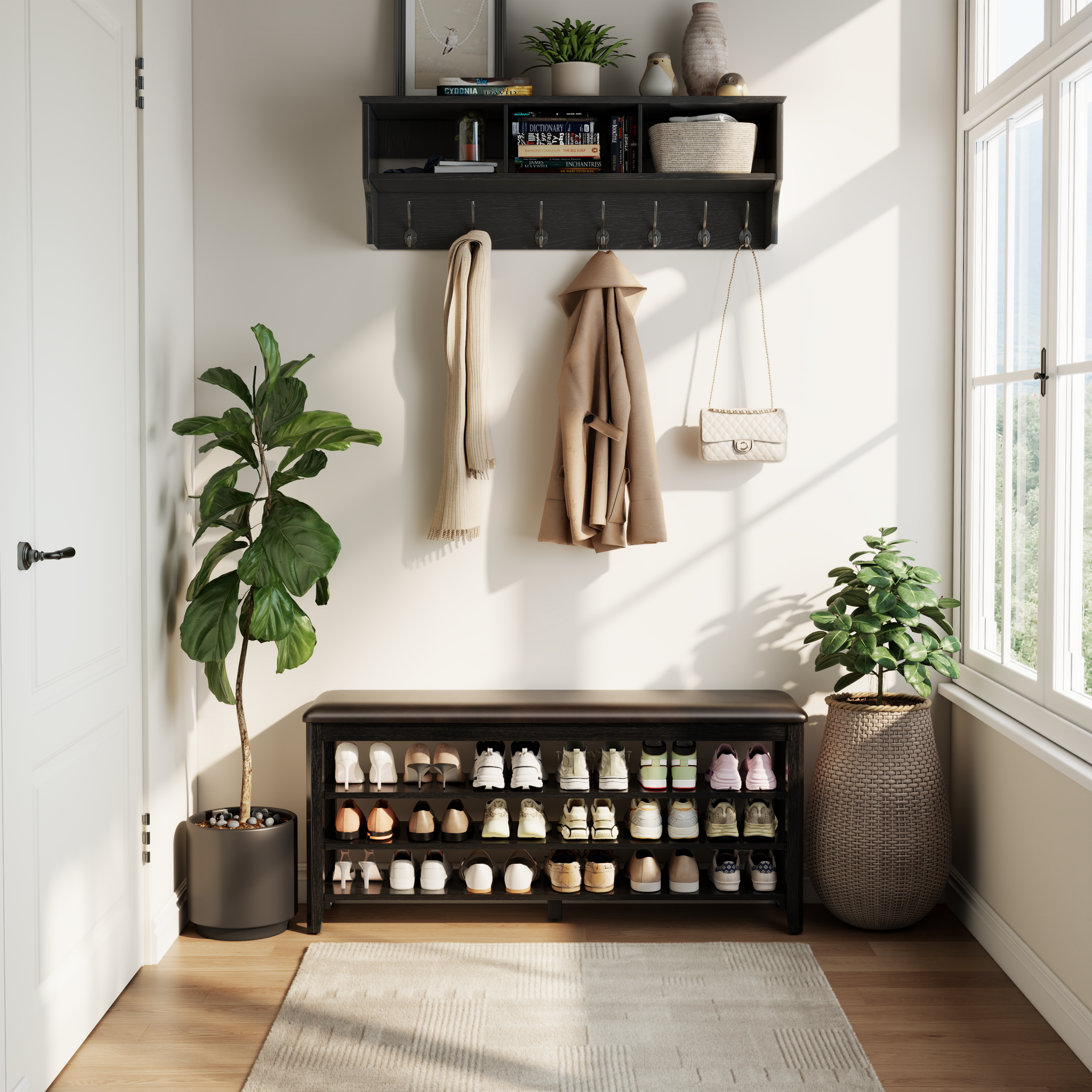 3-Tier Leather Shoe Bench