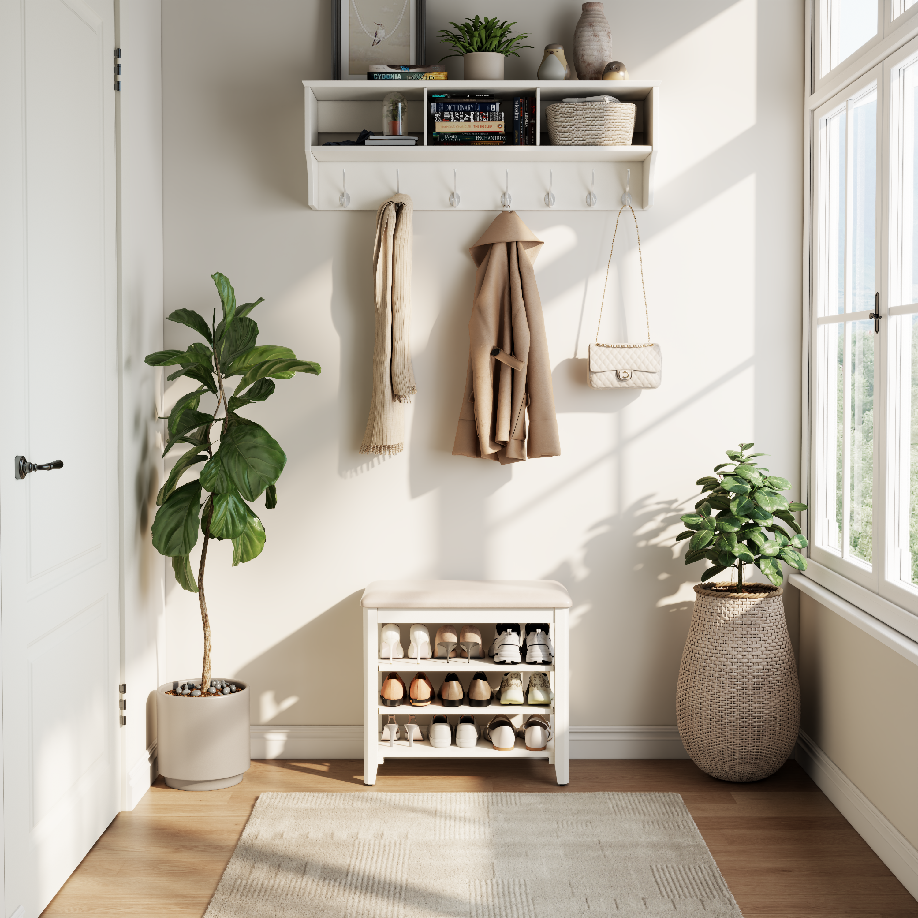 3-Tier Leather Shoe Bench