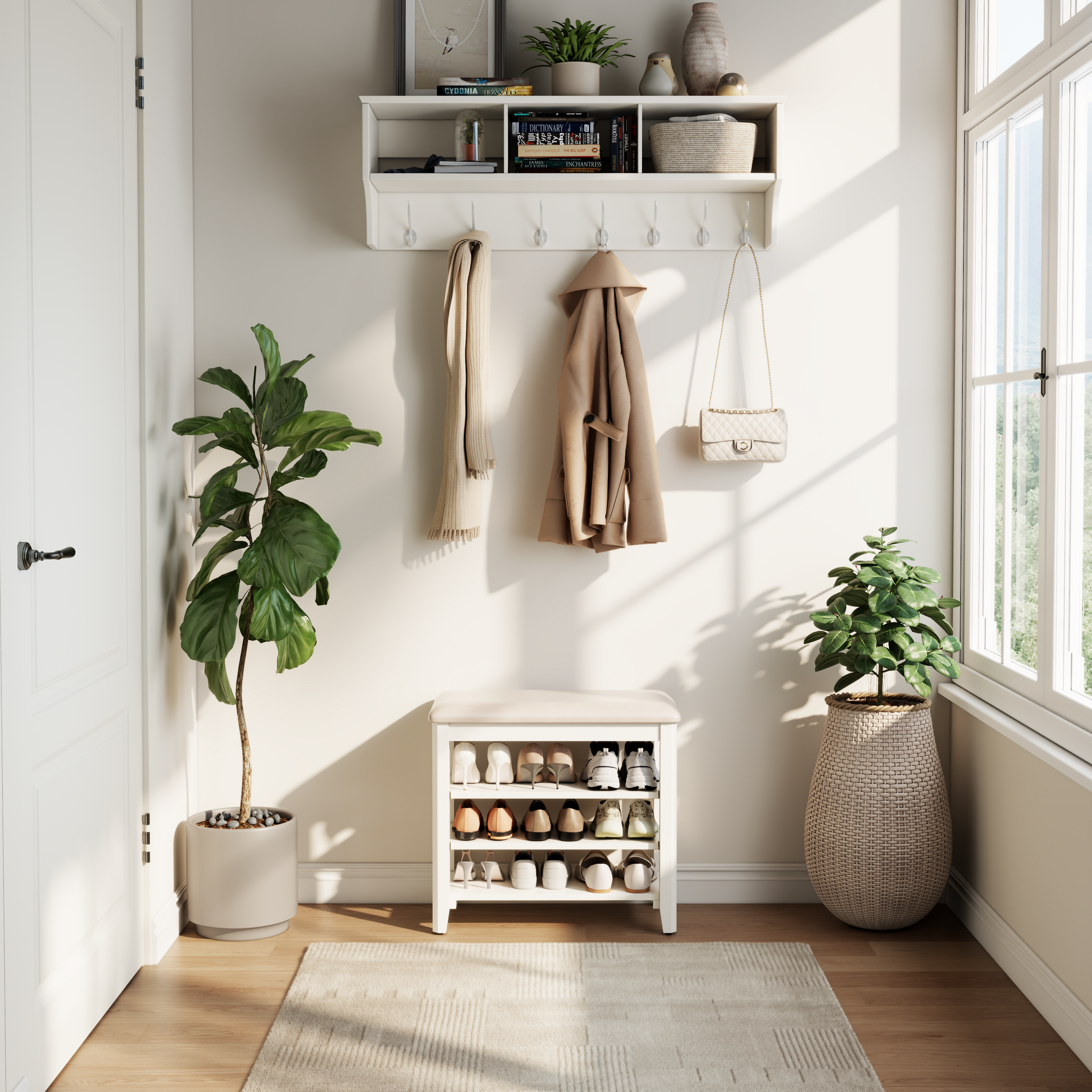 3-Tier Leather Shoe Bench