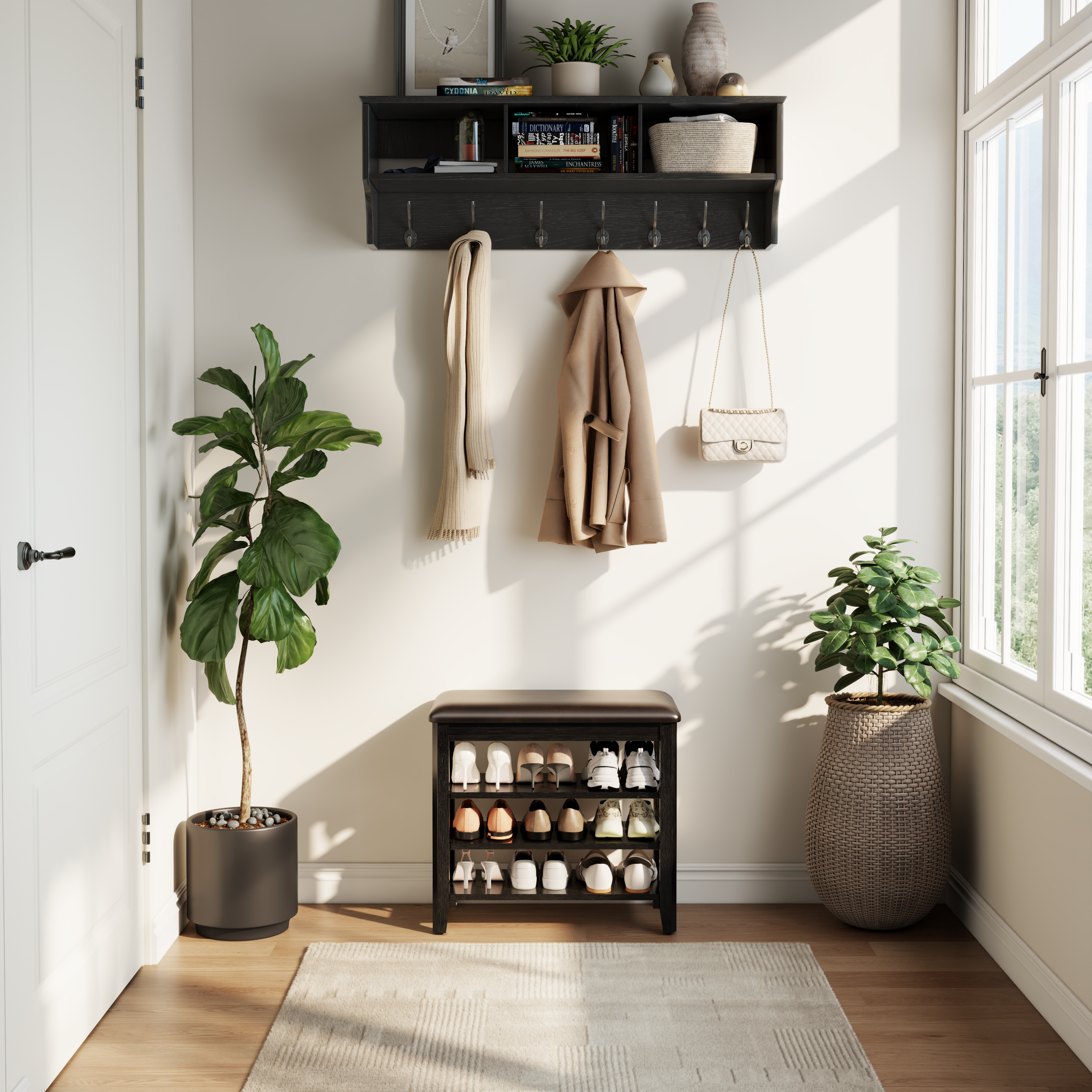 3-Tier Leather Shoe Bench