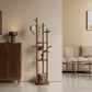 360° Rotating Solid Wood Coat Rack with Shelves - Kaslandi Furniture