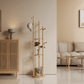 360° Rotating Solid Wood Coat Rack with Shelves - iKaslandi