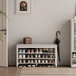 Wooden 3 - Tier Shoe Rack Bench with PU Leather Cushion - Kaslandi Furniture