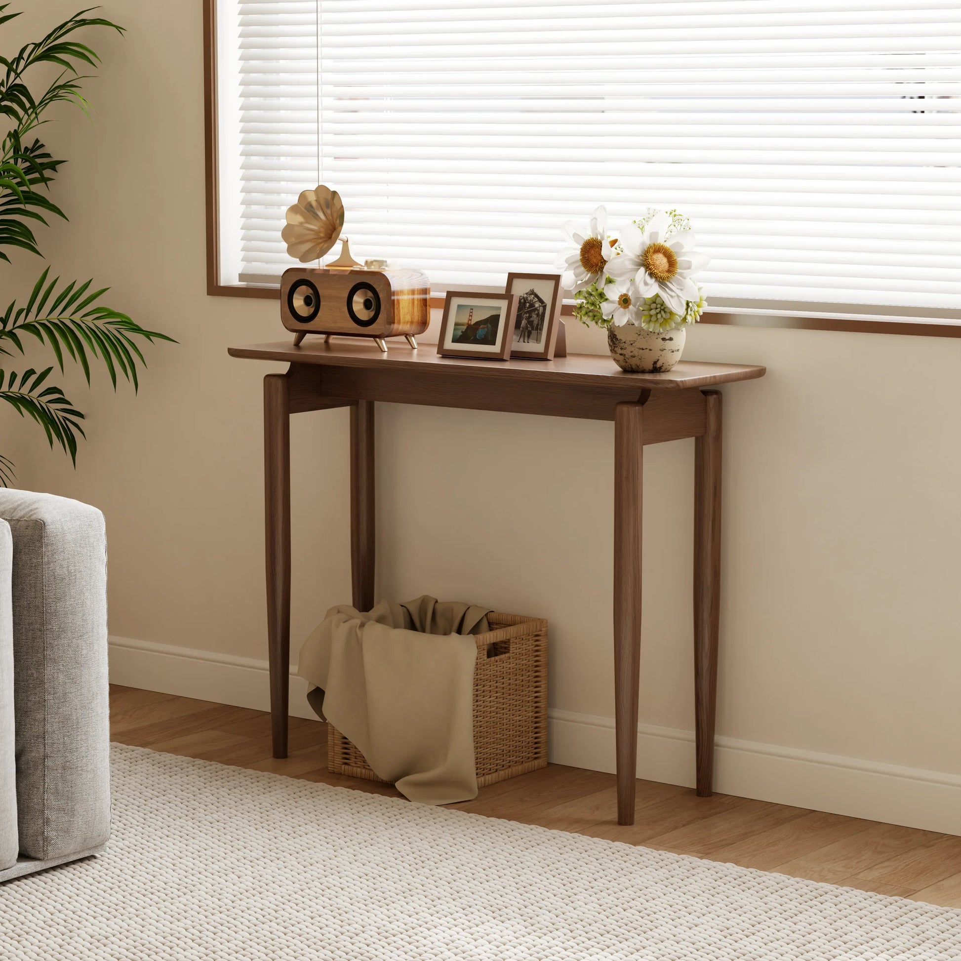 Solid Wood Narrow Console Table for Entryway & Living Room - Kaslandi Furniture
