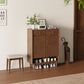 Fluted Solid Wood Shoe Cabinet with Drawers & Open Shelf