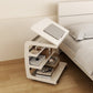 Solid Wood C-Shaped Table for Couch with 3-Tier Storage - iKaslandi