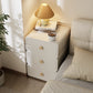 3-Drawer Nightstand with Rounded Corners | Cream White