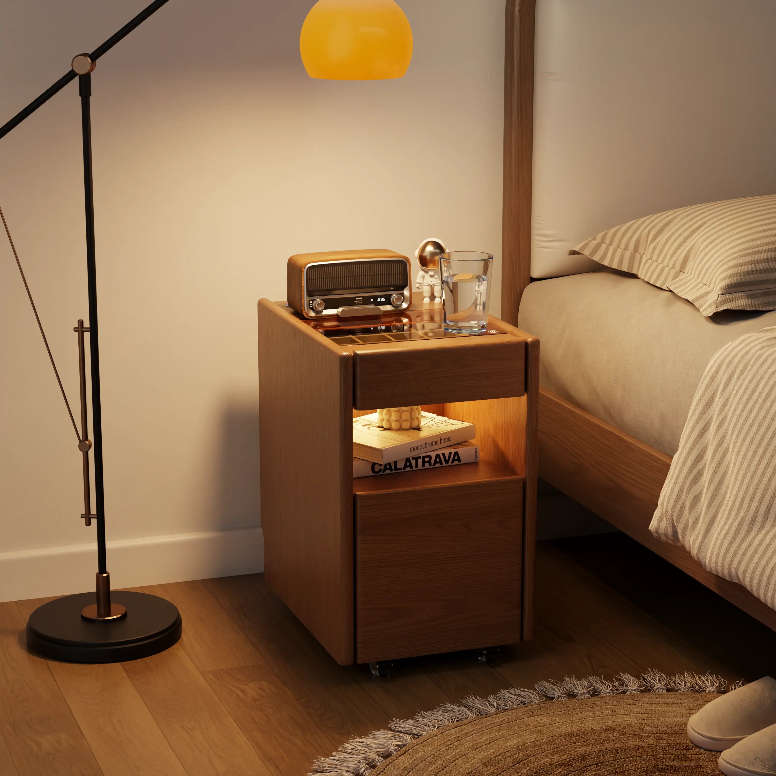 Smart Nightstand with Hidden Secret Drawer, Jewelry Storage & USB Charging - iKaslandi