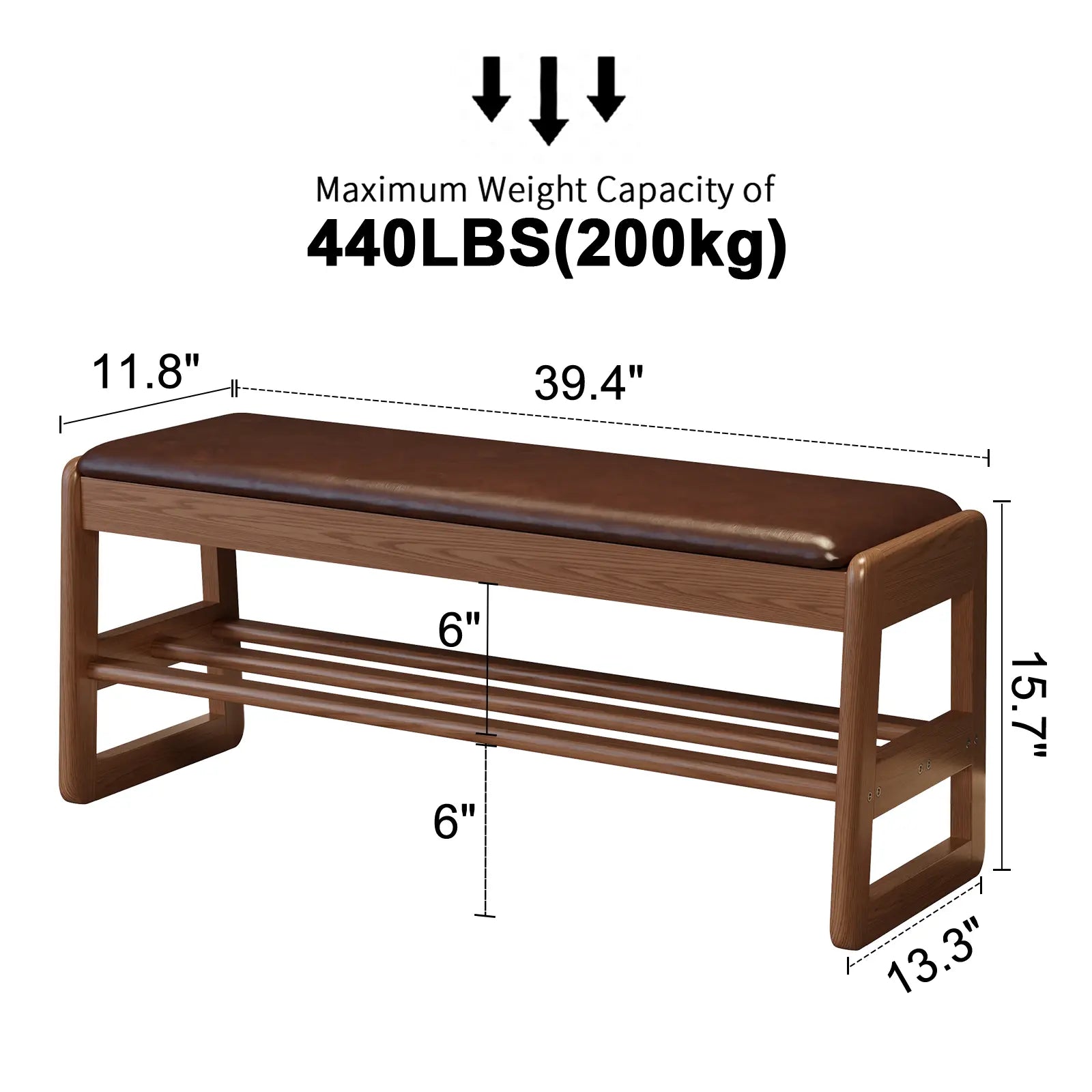 Solid Wood Storage Entryway Bench with Shoe Rack & Padded Seat - iKaslandi