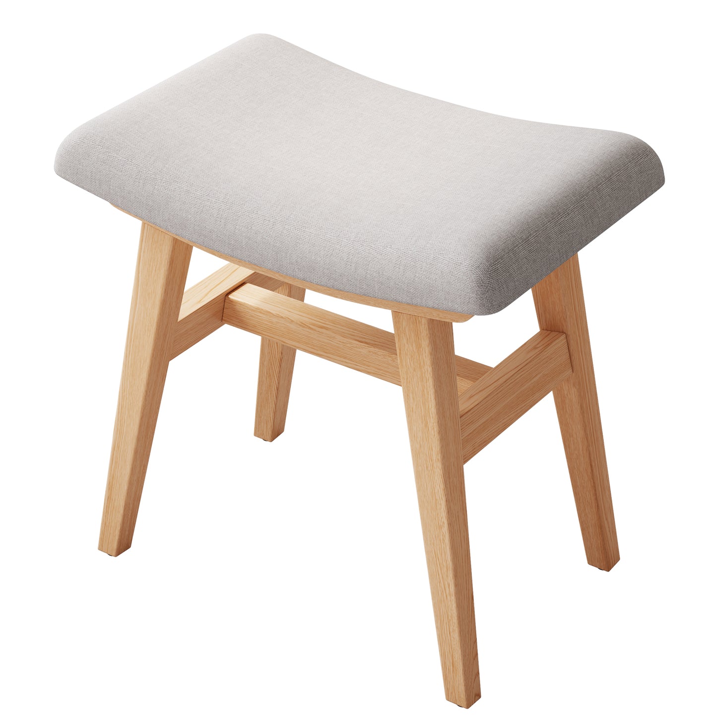 Solid Wood Vanity Stool, Saddle Cushion Vanity Bench with High-Strength Rebound Sponge, Easily Assembly, Vanity Chair, Foot Stool, Makeup Stool for Bedroom, Entryway