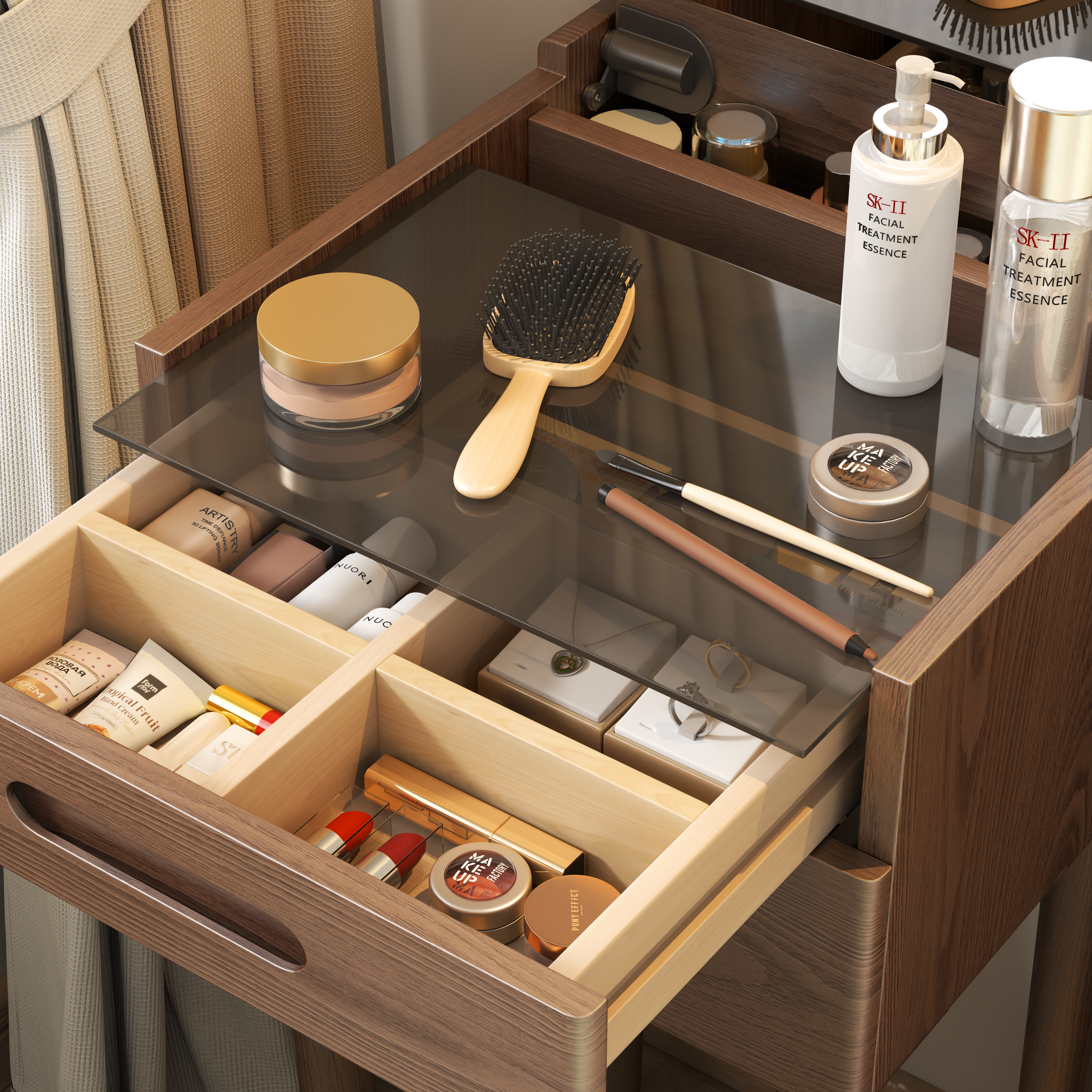 Vanity Desk with Mirror & Lights