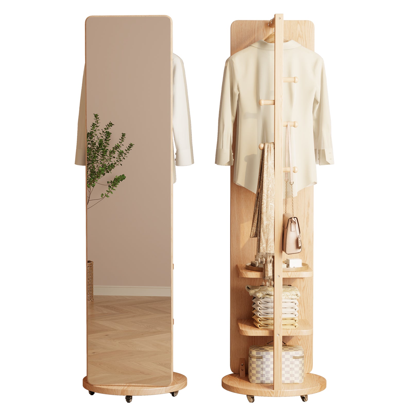 Rolling Full Length Mirror - Kaslandi Furniture