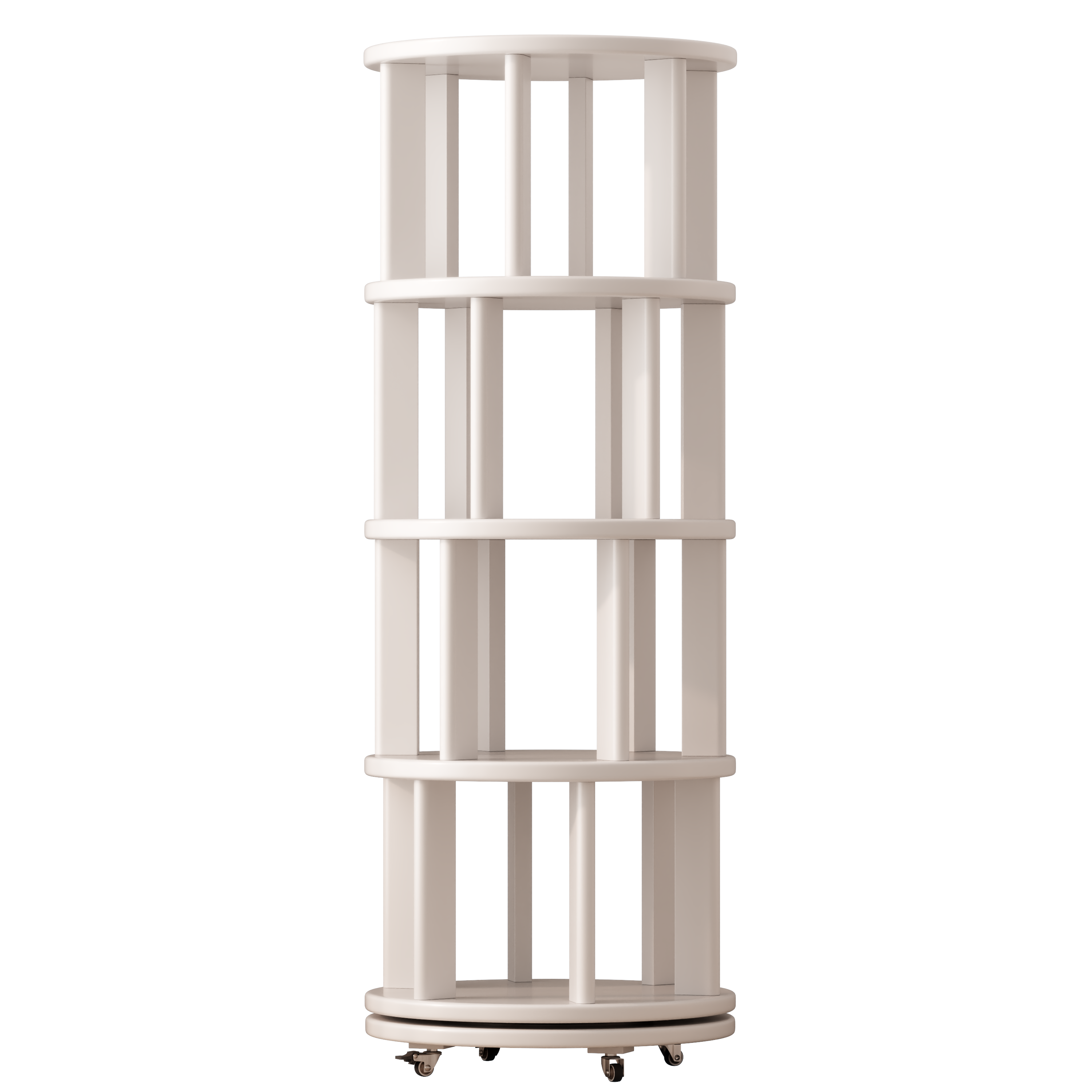 Solid Wood Rotating Bookshelf with Brake Wheels – Adjustable 1-6 Tiers