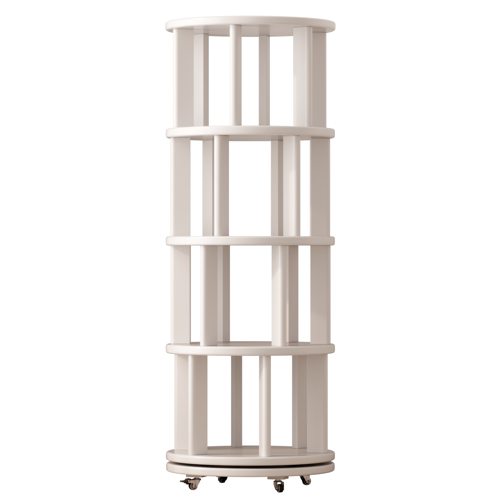 Solid Wood Rotating Bookshelf with Brake Wheels – Adjustable 1-6 Tiers