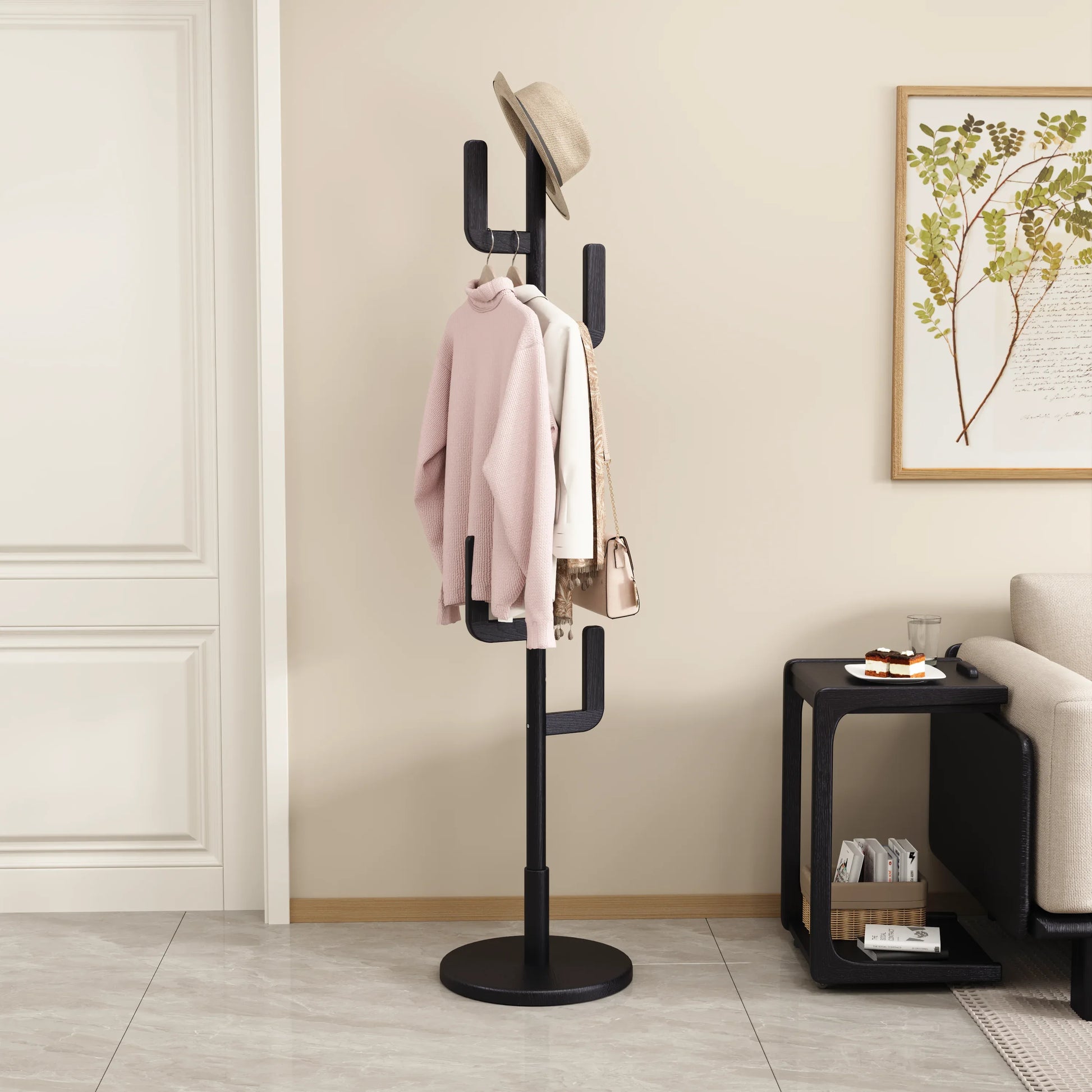 Solid Wood Cactus Coat Rack Stand – Modern Freestanding Coat Tree - Kaslandi Furniture