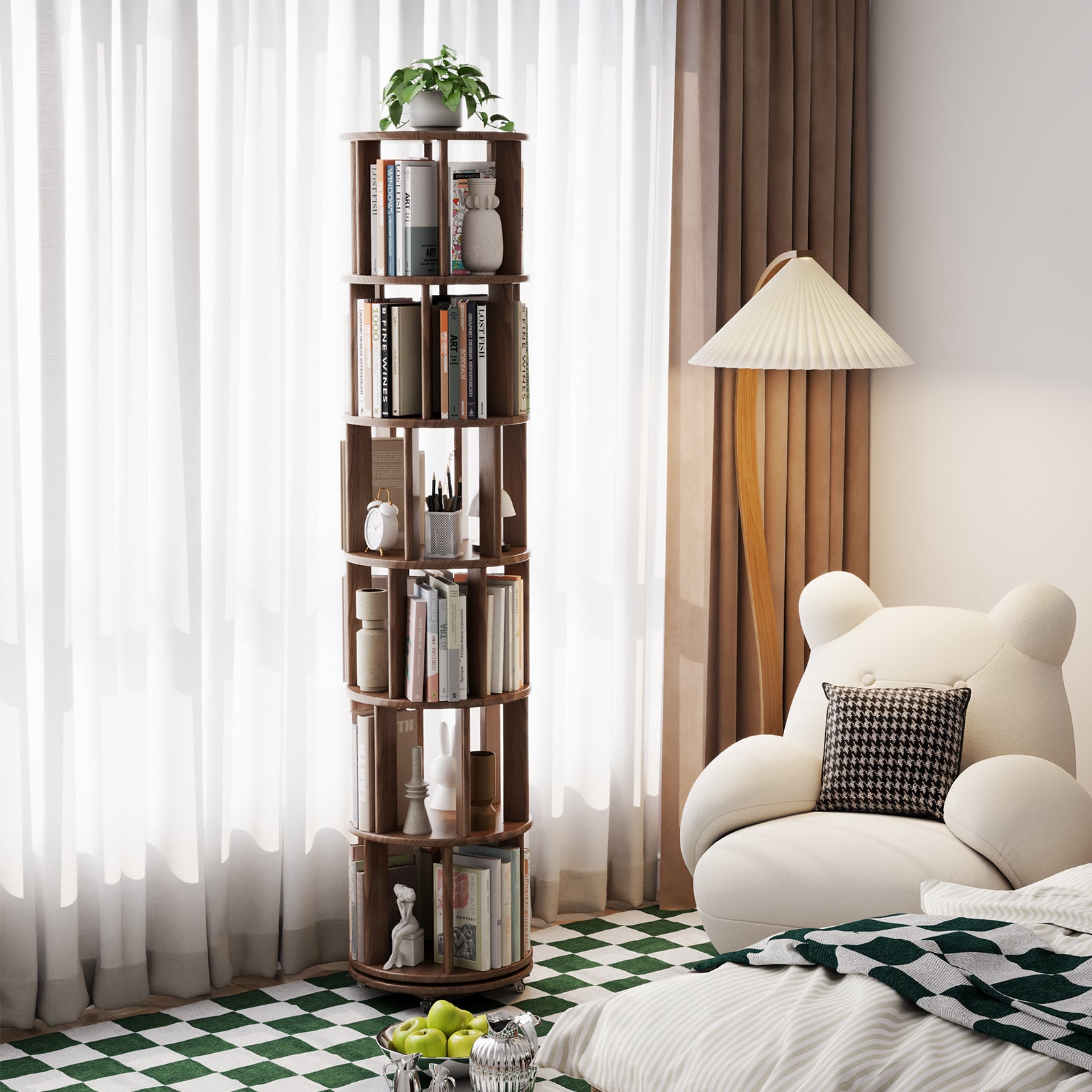 6 Tier Rotating Bookshelf