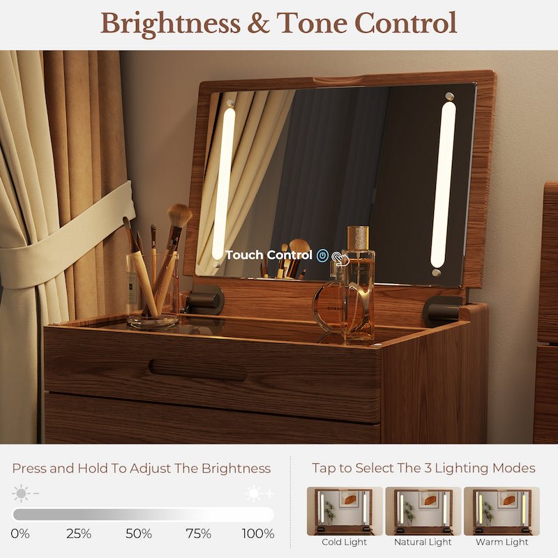 Vanity Desk with Mirror & Lights - iKaslandi