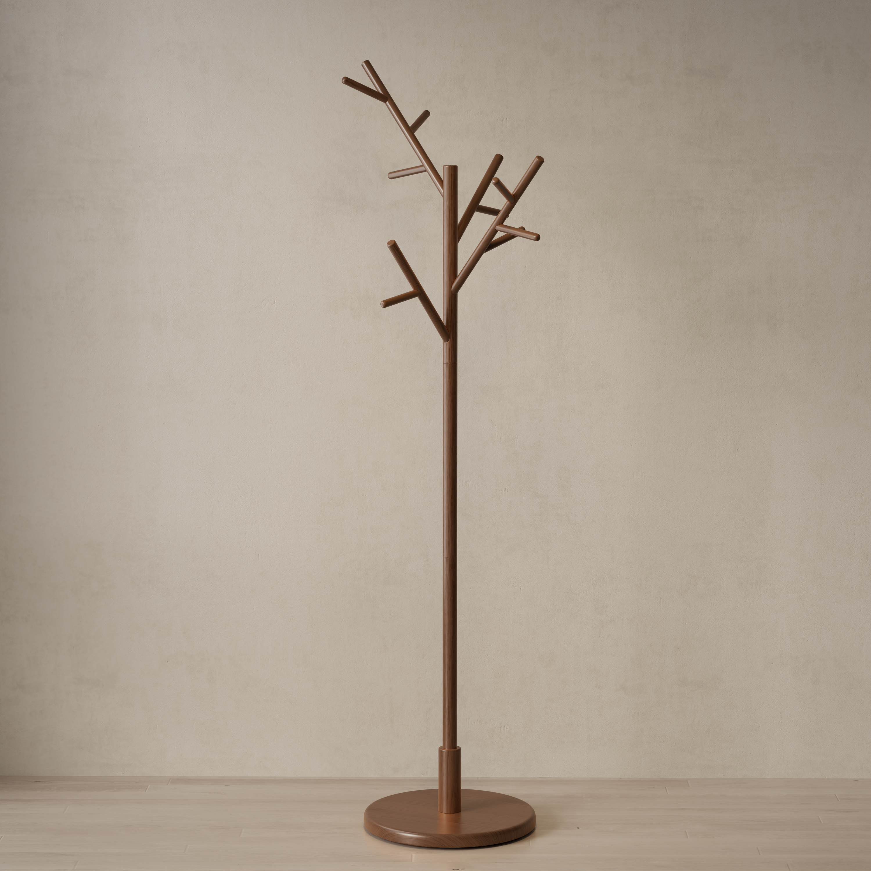 Solid Wood Freestanding Coat Rack with 12 Hooks