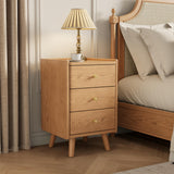Solid Wood Nightstand with 3 Drawers, Mid Century Modern Bedside Table
