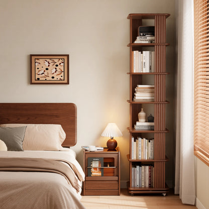 Movable & 360° Rotating Square Bookshelf Tower