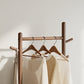 Solid Wood Coat Rack Stand with Laundry Hamper & Storage Shelf - iKaslandi