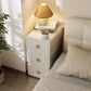 3-Drawer Nightstand with Rounded Corners | Cream White